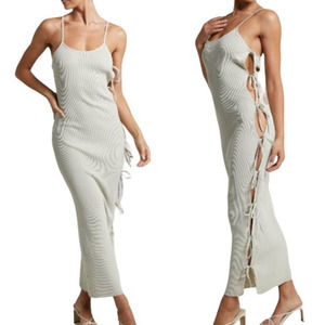 NWT Lioness Spaghetti Strap Cutout Side Bodycon Midi Dress Cream Women's Size XS